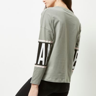 Khaki defiant print top